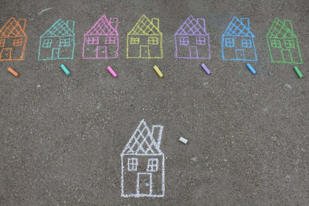 a group of houses made of paper