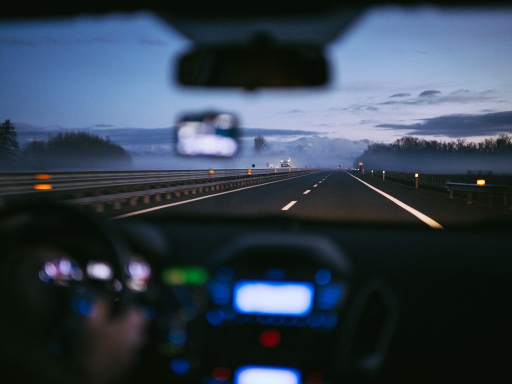 a car driving on a road