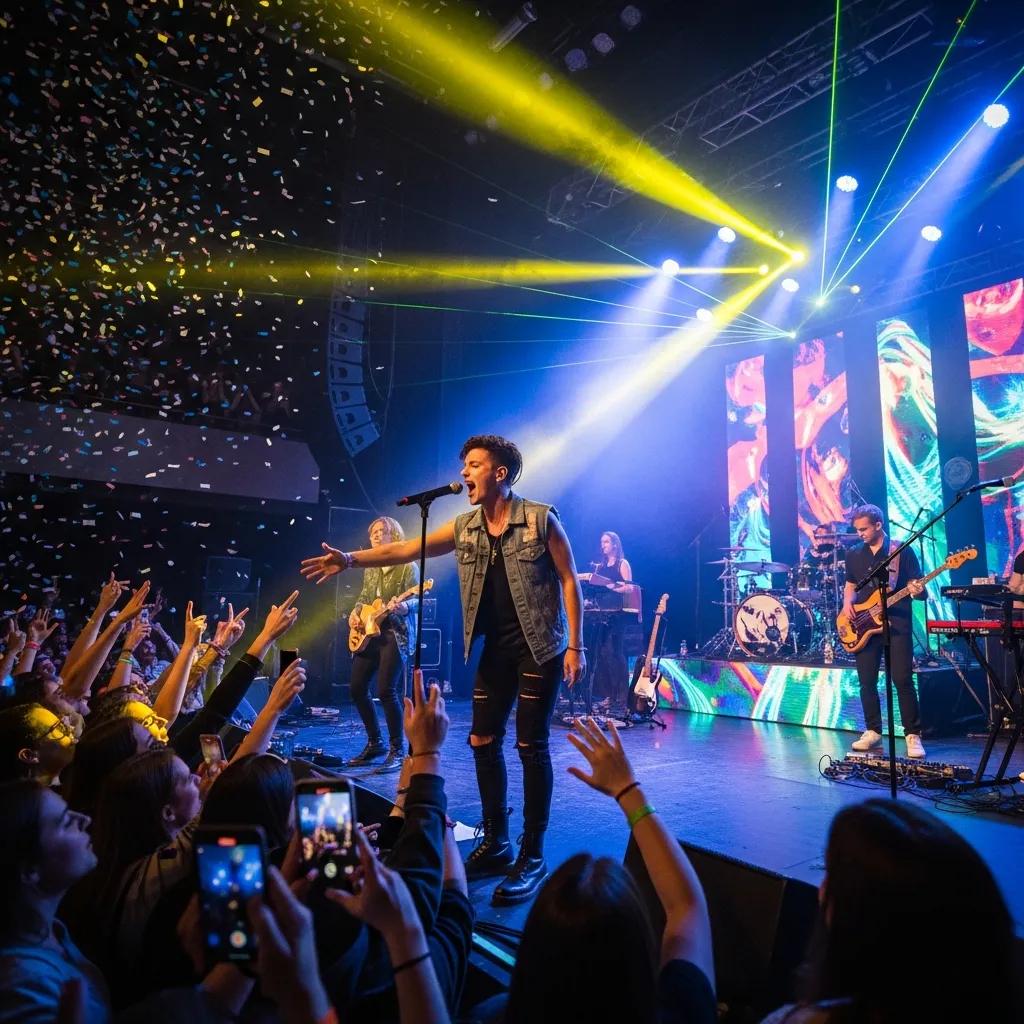 Emerging AAA artist performing live on stage with an engaged audience, representing the vibrant community of AAA music.