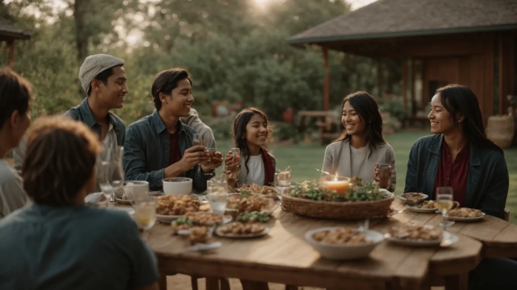 a serene family gathering celebrates the joy of giving and community.